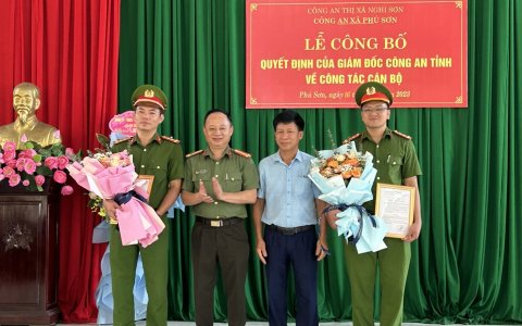 Công bố Quyết định Điều động  Phó trưởng công an xã Phú Sơn, thị xã Nghi Sơn